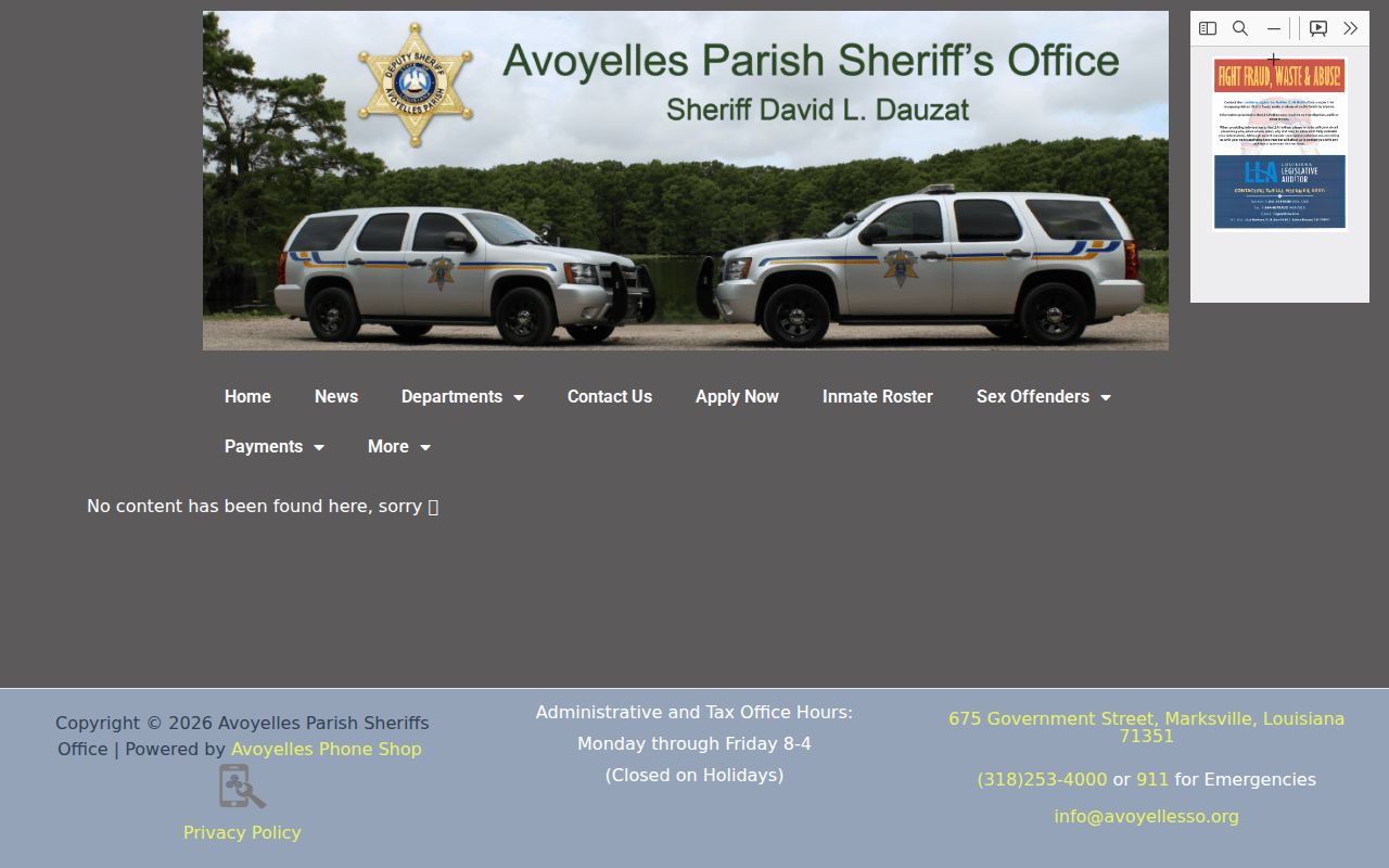 Avoyelles Parish arrest history sheriff wanted information