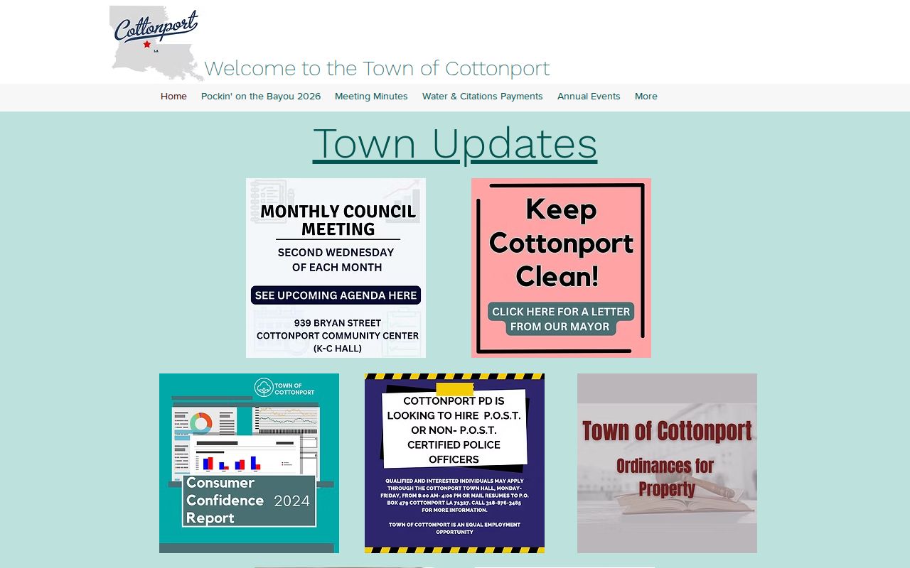 Official Town of Cottonport homepage for police and court routing