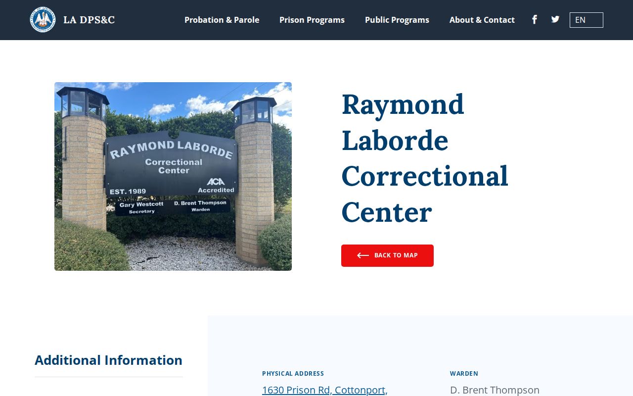 Louisiana DPS and Corrections Raymond Laborde Correctional Center information