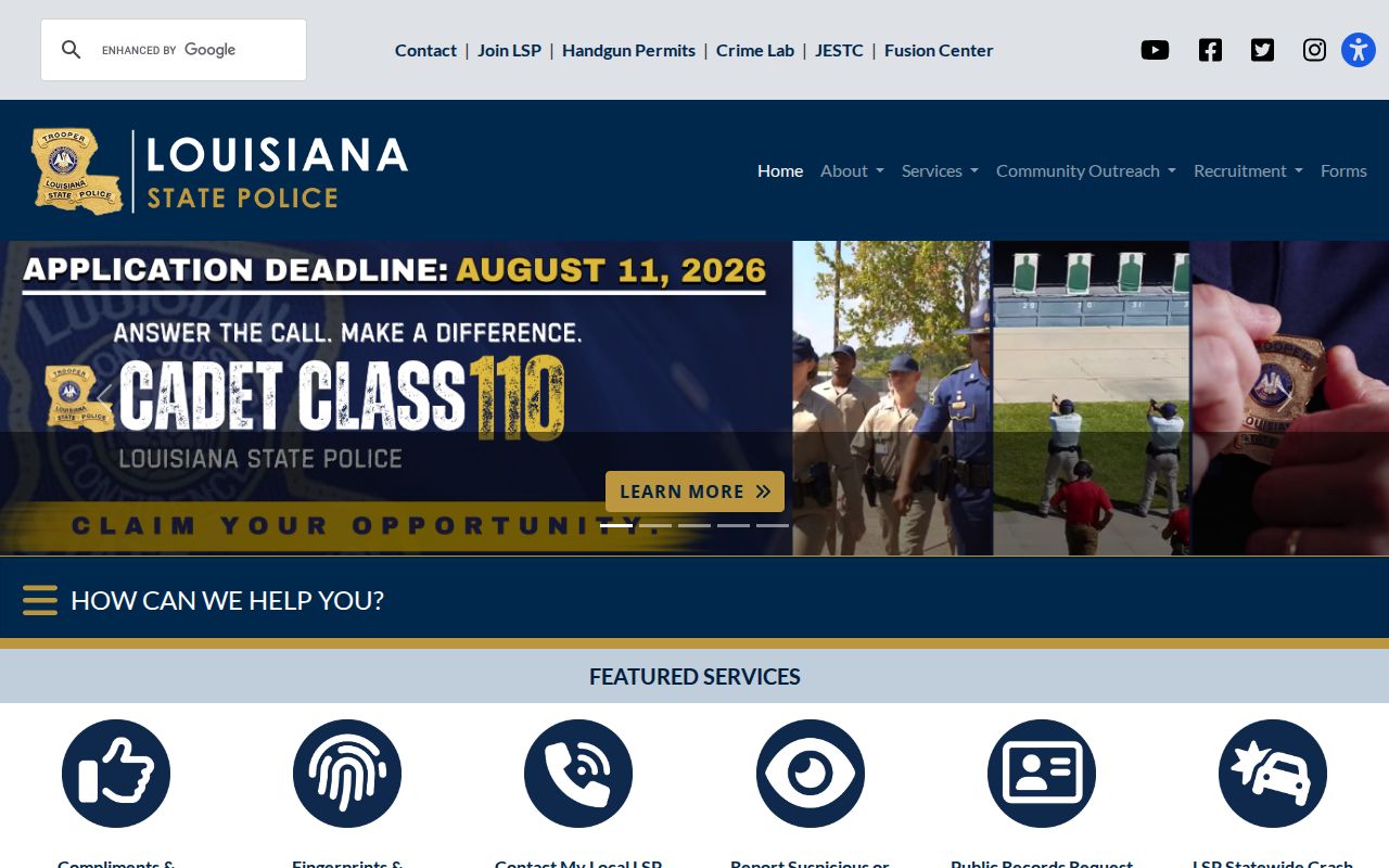 Louisiana State Police Right to Review authorization form for personal criminal history