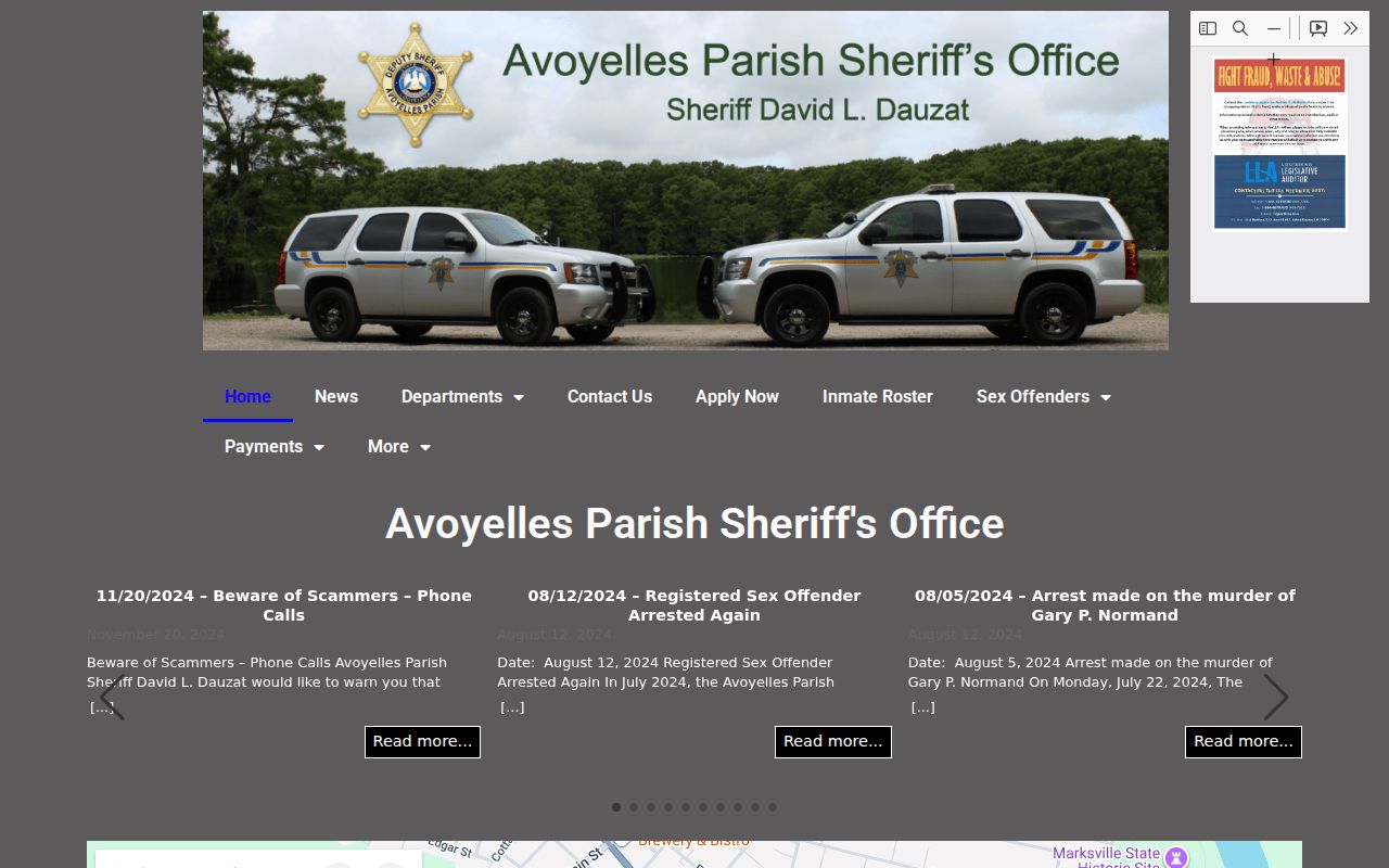 Avoyelles Parish Sheriff official records and public service homepage