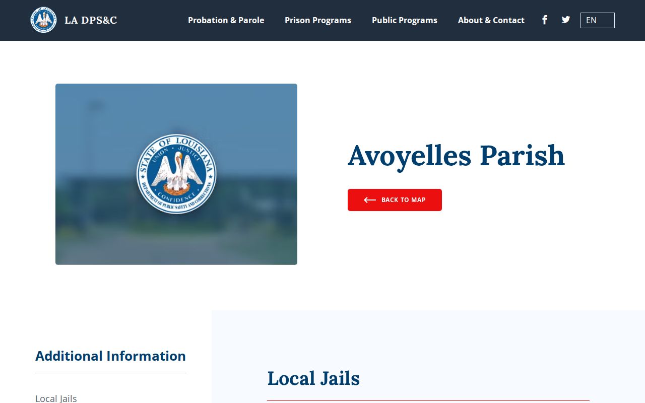 Louisiana corrections Avoyelles Parish justice contact directory