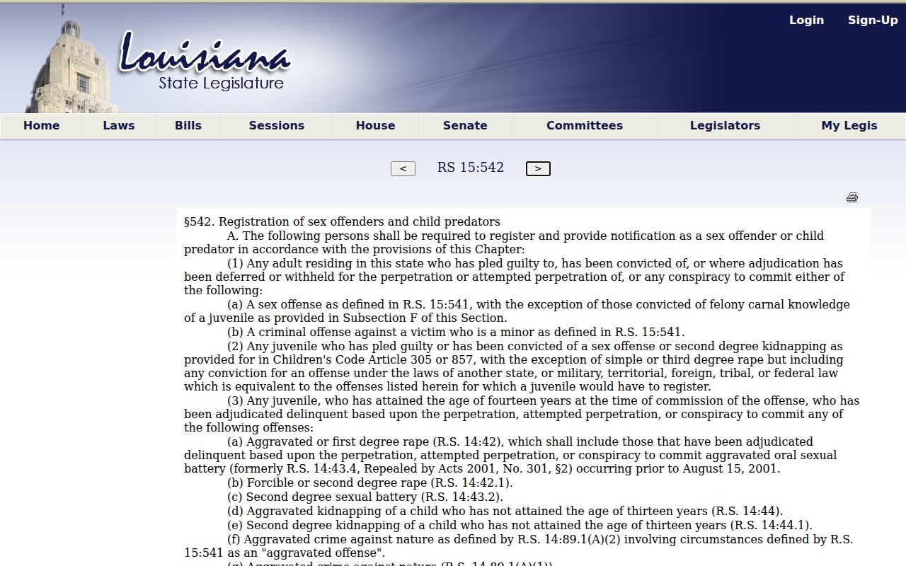 Avoyelles Parish sex offender check Louisiana registration law